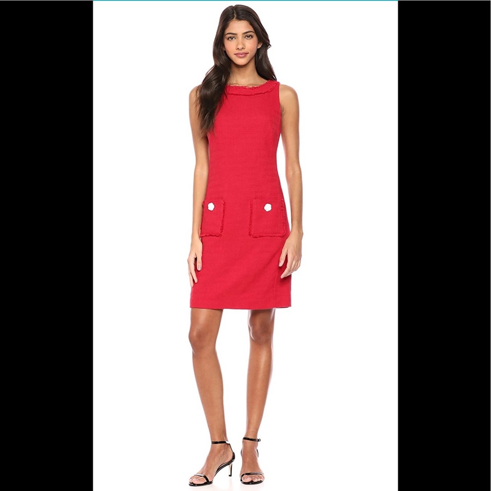Karl Lagerfeld Paris Scoop Neck Tweed Shift Dress
